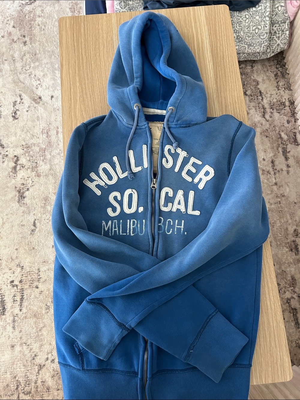 Hollister Men’s Two-Tone Blue Zip Hoodie with Embroidered Logo